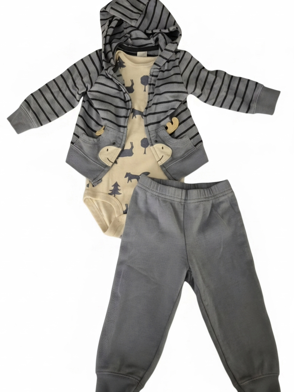 Carter's Moose Hoodie, Bodysuit, And Pants Set 12 Months
